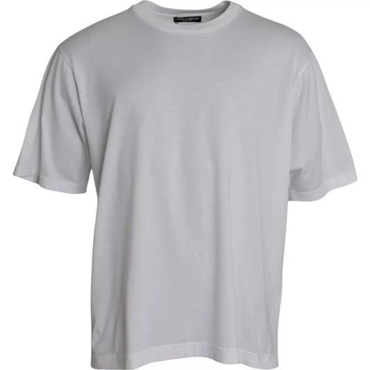 T-shirt girocollo a maniche corte in cotone bianco Dolce &amp; Gabbana