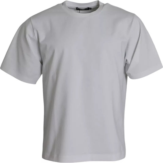 T-shirt girocollo a maniche corte in cotone bianco Dolce &amp; Gabbana