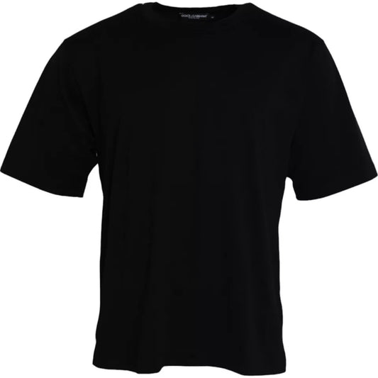 Dolce &amp; Gabbana T-shirt girocollo in cotone con logo nero in rilievo