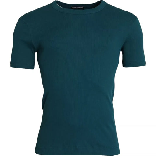 Dolce &amp; Gabbana T-shirt girocollo a maniche corte in cotone blu-verde