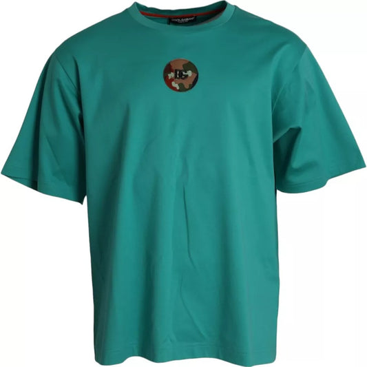 Dolce &amp; Gabbana T-shirt girocollo in cotone con logo verde