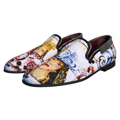 Dolce &amp; Gabbana Multicolor Madonna Majolica Amalfi Uomo Mocassini Scarpe