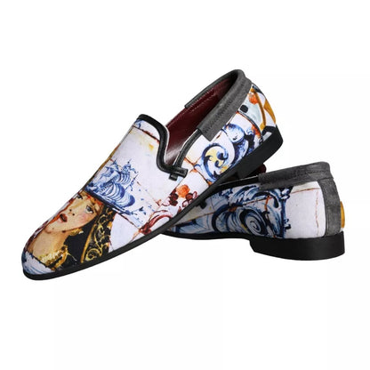 Dolce &amp; Gabbana Multicolor Madonna Majolica Amalfi Uomo Mocassini Scarpe