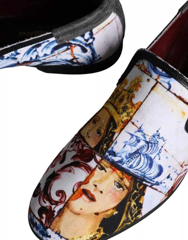 Dolce &amp; Gabbana Multicolor Madonna Majolica Amalfi Uomo Mocassini Scarpe