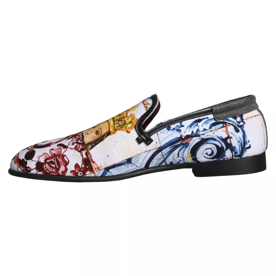 Dolce &amp; Gabbana Multicolor Madonna Majolica Amalfi Uomo Mocassini Scarpe