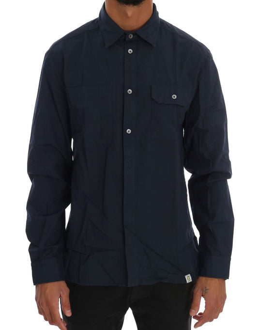 Camicia casual elegante in cotone blu John Galliano