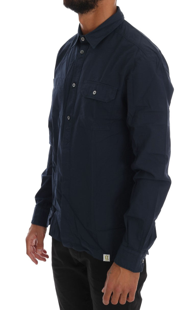 Camicia casual elegante in cotone blu John Galliano