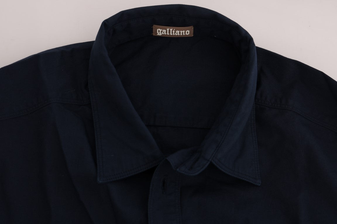 Camicia casual elegante in cotone blu John Galliano