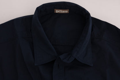 Camicia casual elegante in cotone blu John Galliano