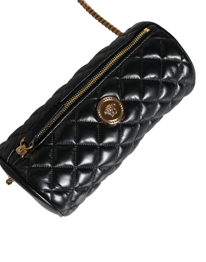 Versace Black Mini Quilted Lambskin Leather Crossbody Sling Bag