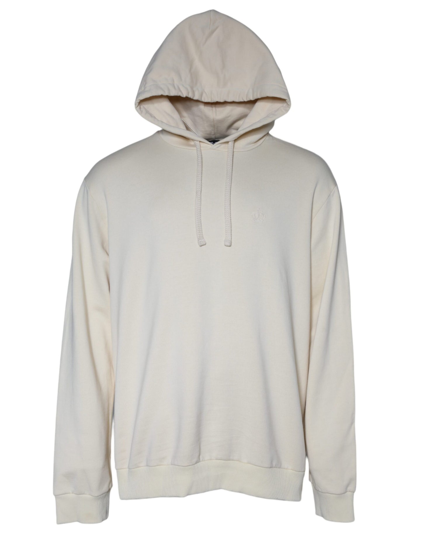 Dolce & Gabbana Off White Cotton Hooded Pullover Sweater