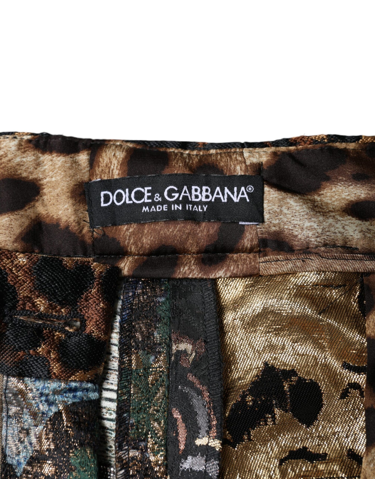 Dolce & Gabbana Multicolor Patchwork Jacquard High Waist Pants