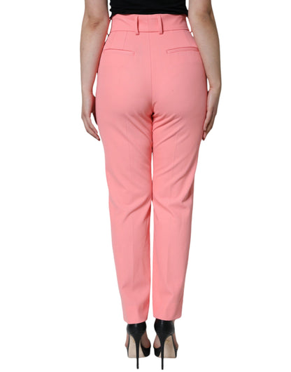 Dolce & Gabbana Rose Pink Polyester High Waist Tapered Pants