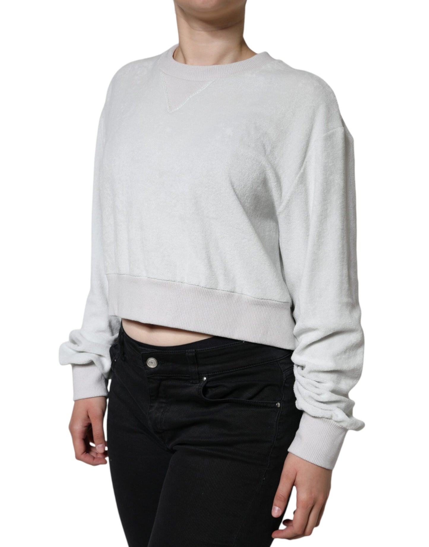 Dolce & Gabbana White Nylon Stretch Crew Neck Pullover Sweater