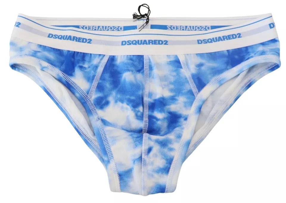 Dsquared² Blue Tie Dye Cotton Stretch Men Brief Underwear