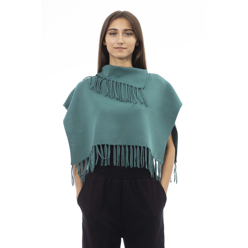 Alpha Studio Green Wool Poncho