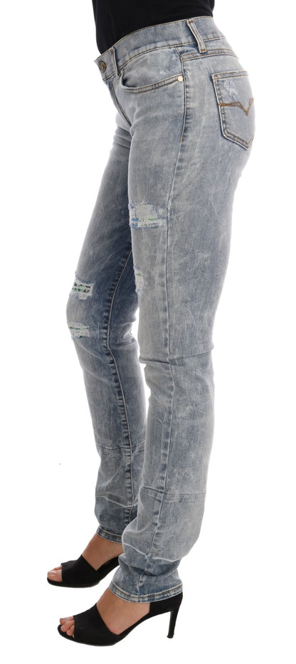 Versace Jeans Jeans slim fit strappati blu chiaro chic