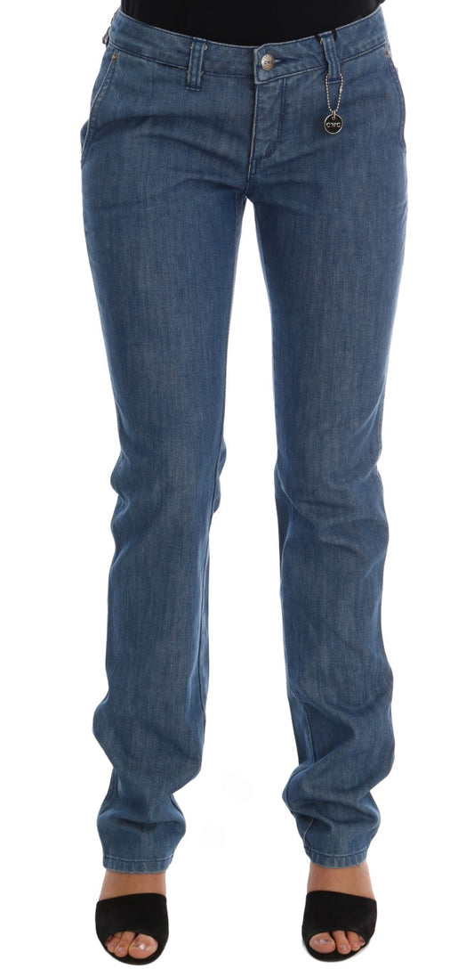 Jeans Costume National Super Slim in cotone lavaggio blu