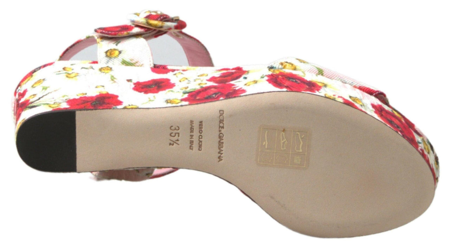 Dolce & Gabbana Floral Ankle Strap Wedge Sandals - PER.FASHION
