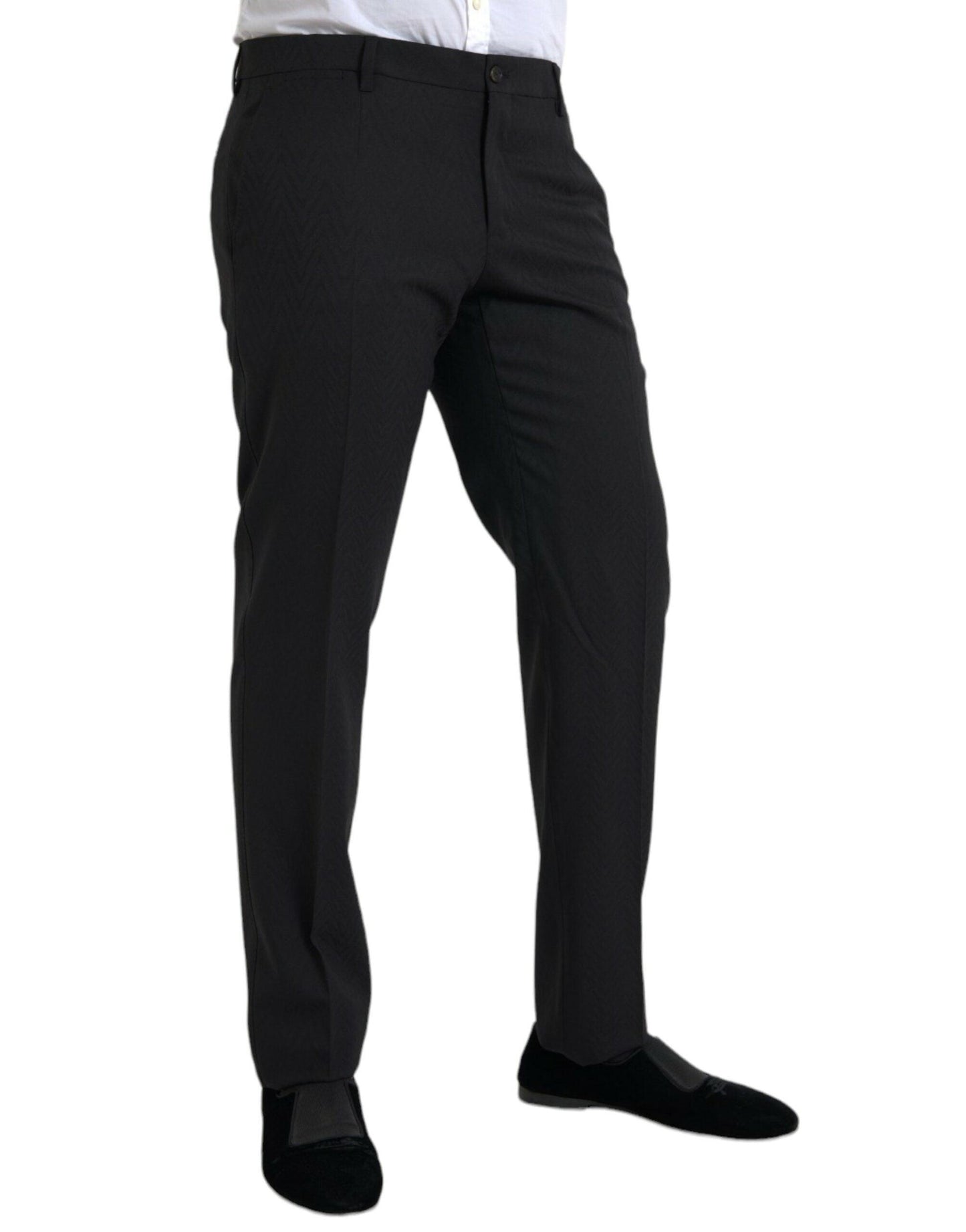 Dolce & Gabbana Black Wool Men Skinny Dress Pants - PER.FASHION