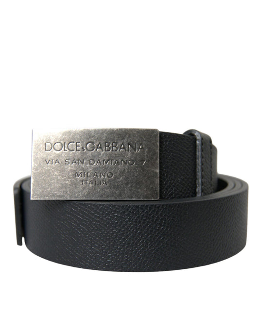 Dolce & Gabbana Elegant Black Leather Belt with Metal Buckle - PER.FASHION