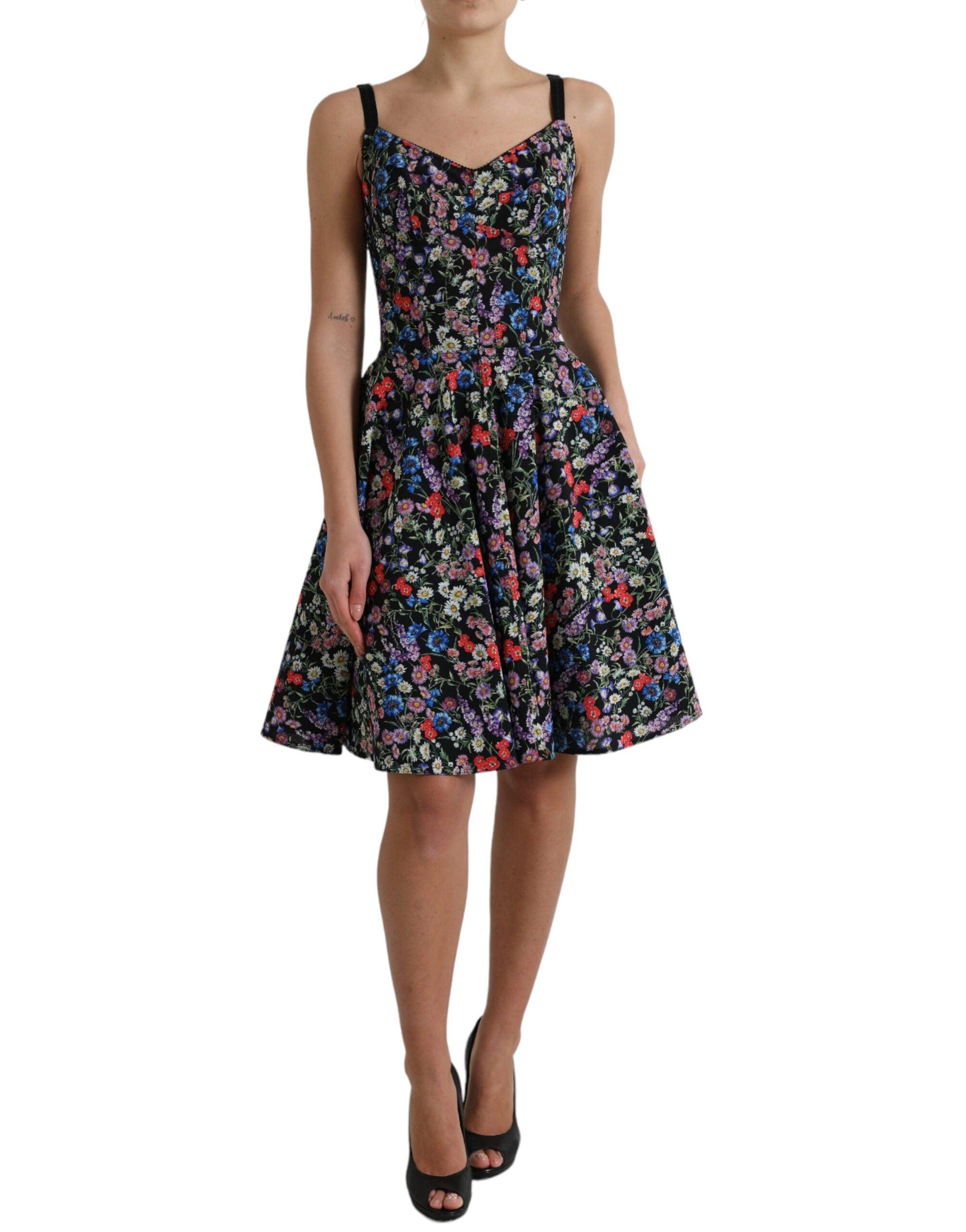 Dolce & Gabbana Elegant Floral A-Line Mini Dress - PER.FASHION