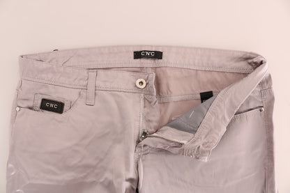 Costume National Chic Jeans firmati slim fit beige