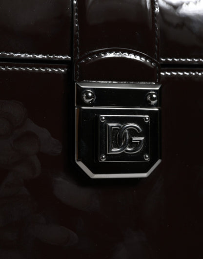 Dolce & Gabbana Black Glossy Leather Crossbody Shoulder Bag