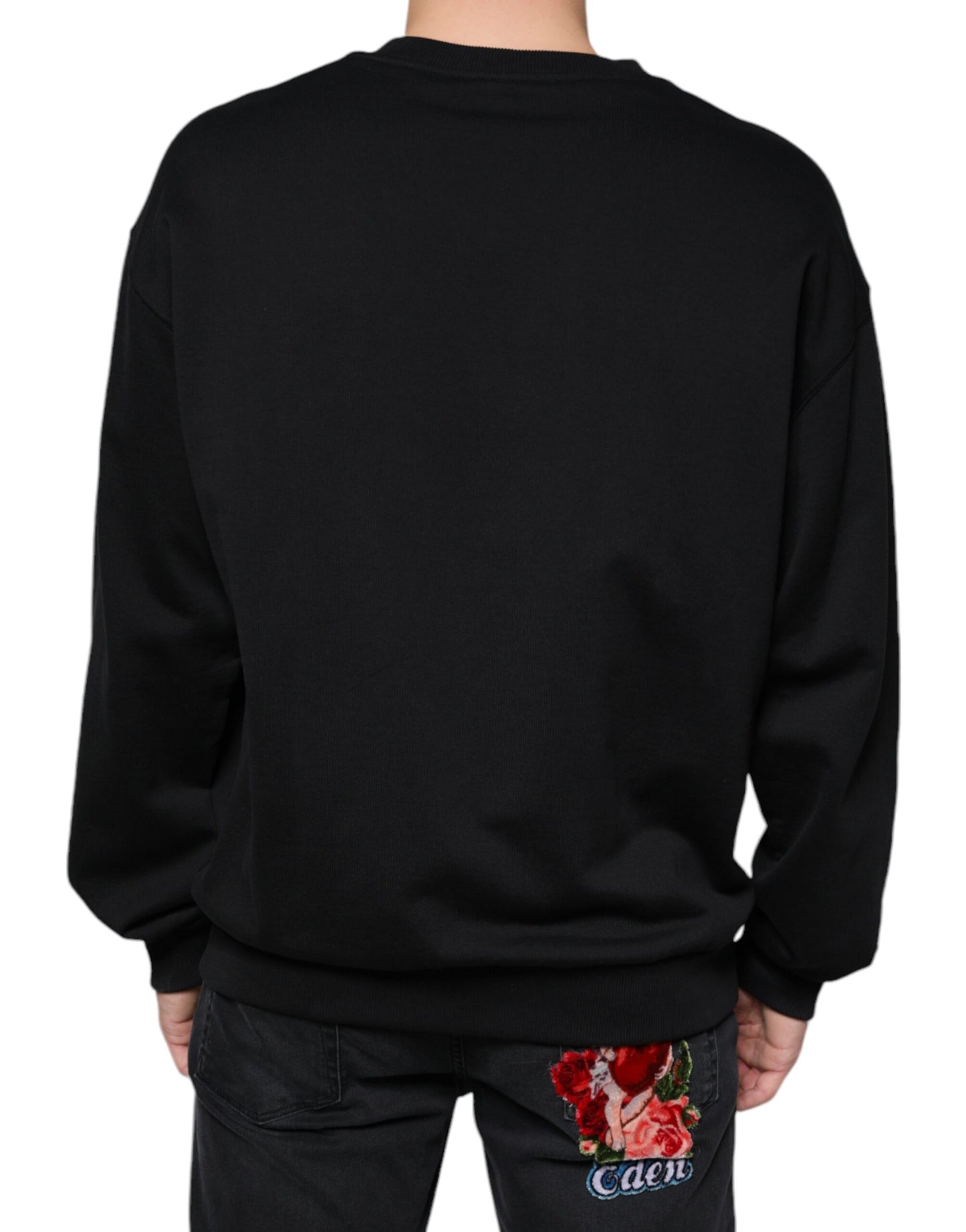 Dolce & Gabbana Black Logo Cotton Long Sleeves Sweatshirt Sweater