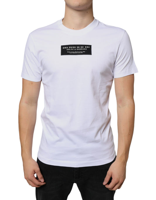 Dolce &amp; Gabbana T-shirt casual in cotone bianco con applicazione DG