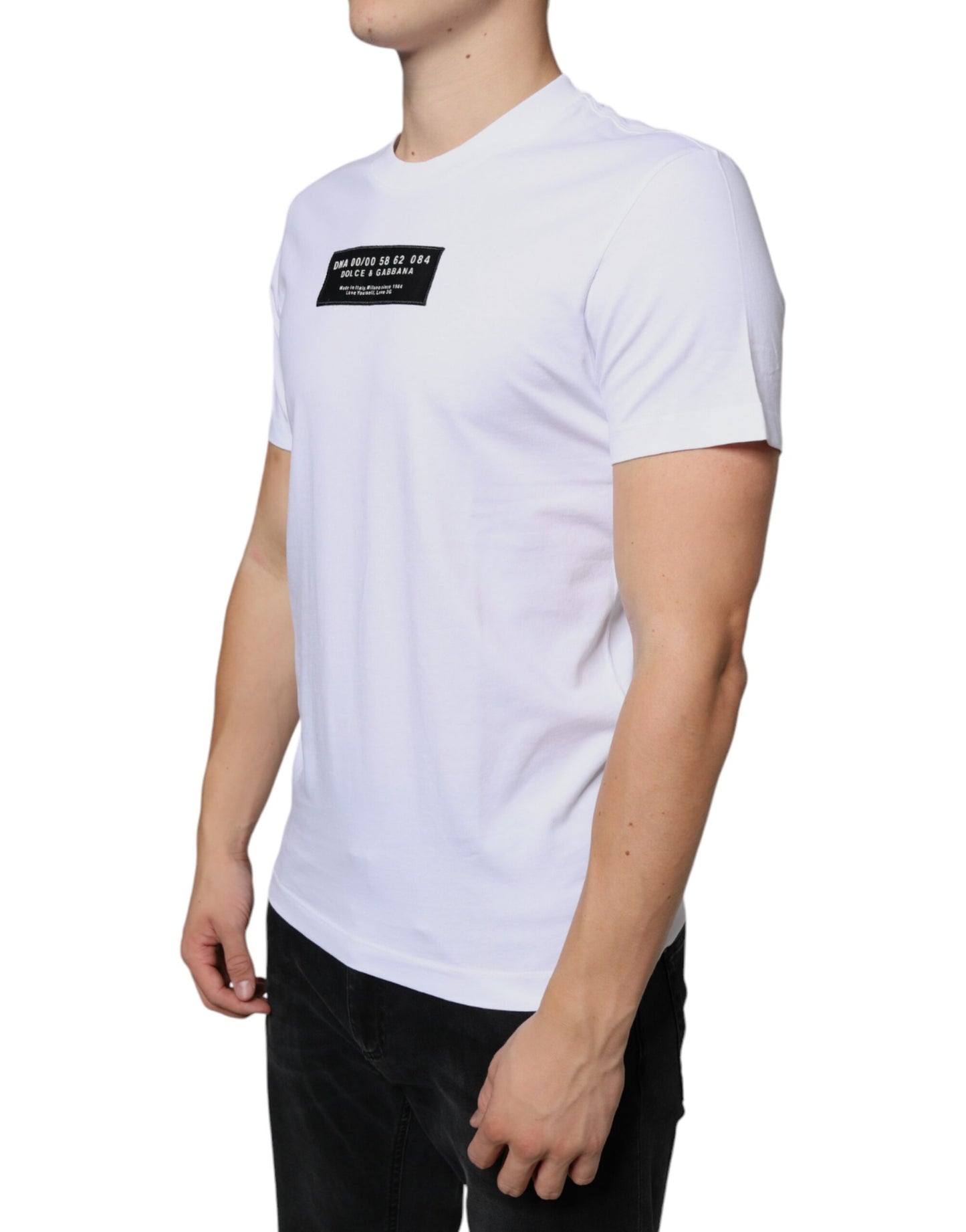 Dolce & Gabbana White Cotton DG Applique Casual T-shirt