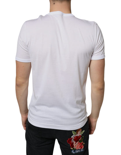 Dolce & Gabbana White Graphic Cotton Short Sleeve T-shirt