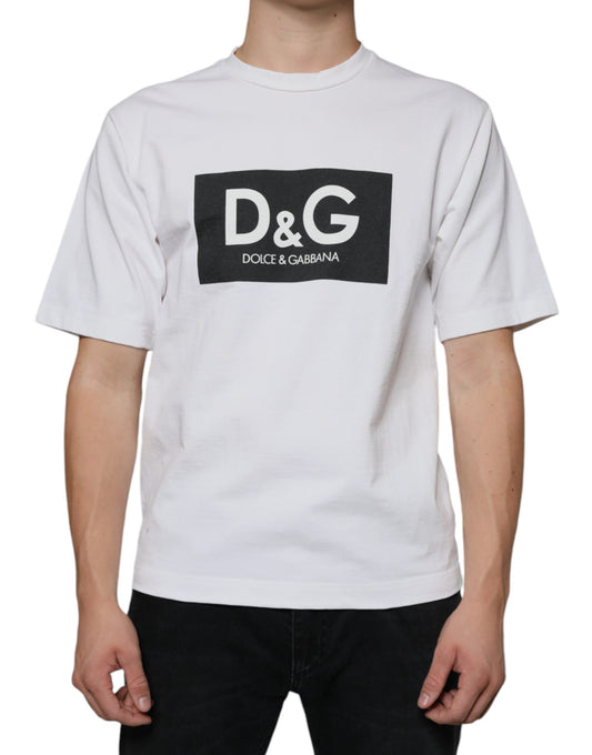 Dolce &amp; Gabbana T-shirt casual con stampa del logo DG in cotone bianco