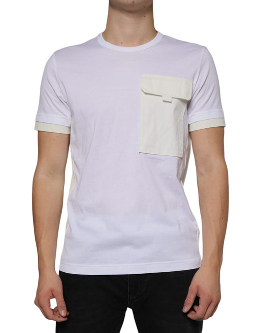 T-shirt a maniche corte con taschino in cotone bianco Dolce &amp; Gabbana