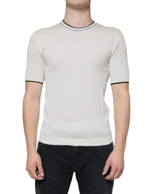 Dolce &amp; Gabbana T-shirt a maniche corte in cashmere bianco sporco