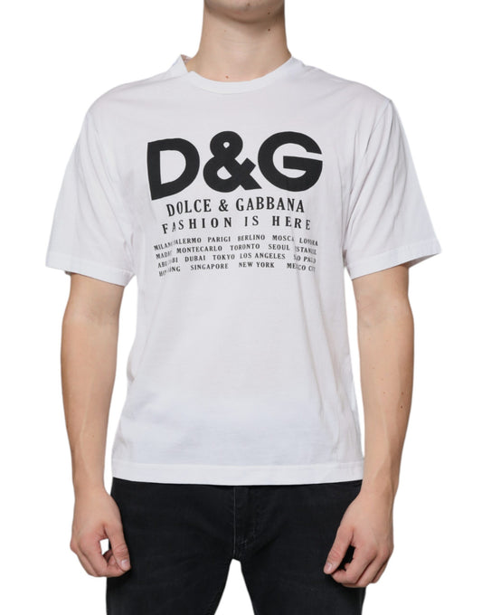 Dolce &amp; Gabbana T-shirt casual con stampa del logo DG in cotone bianco