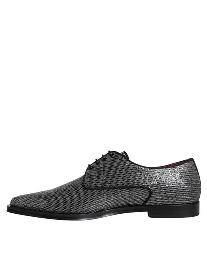 Dolce & Gabbana Silver Polyurethane Derby Formal Dress Shoes