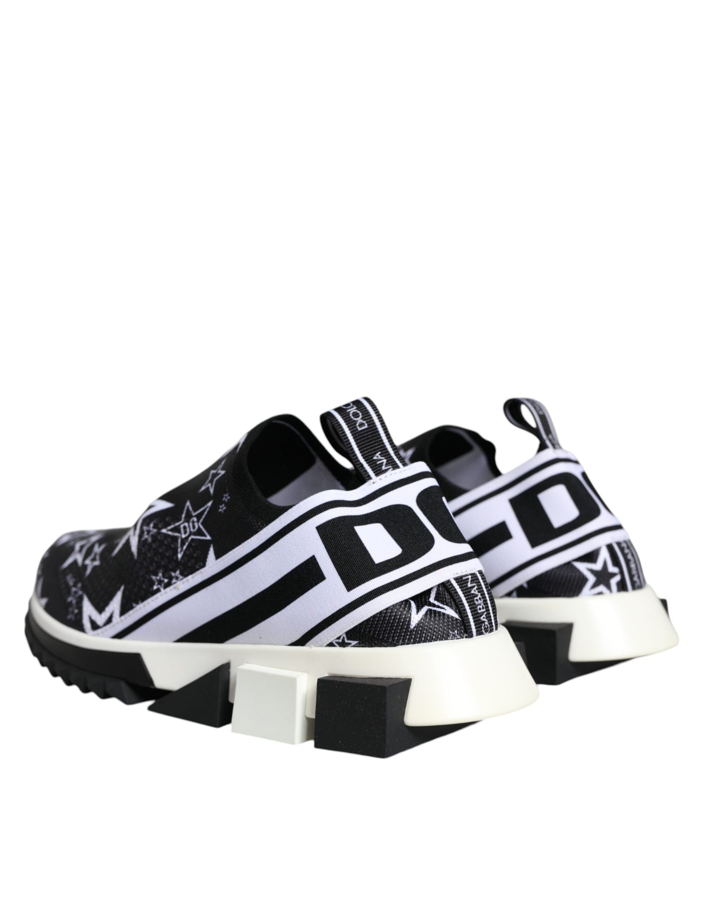 Dolce & Gabbana Black White Star Print Sorrento Sneakers Shoes