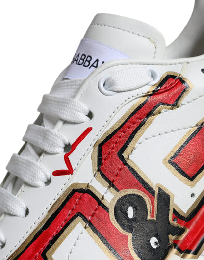 Dolce & Gabbana White Daymaster Hand Painted Sneakers Shoes