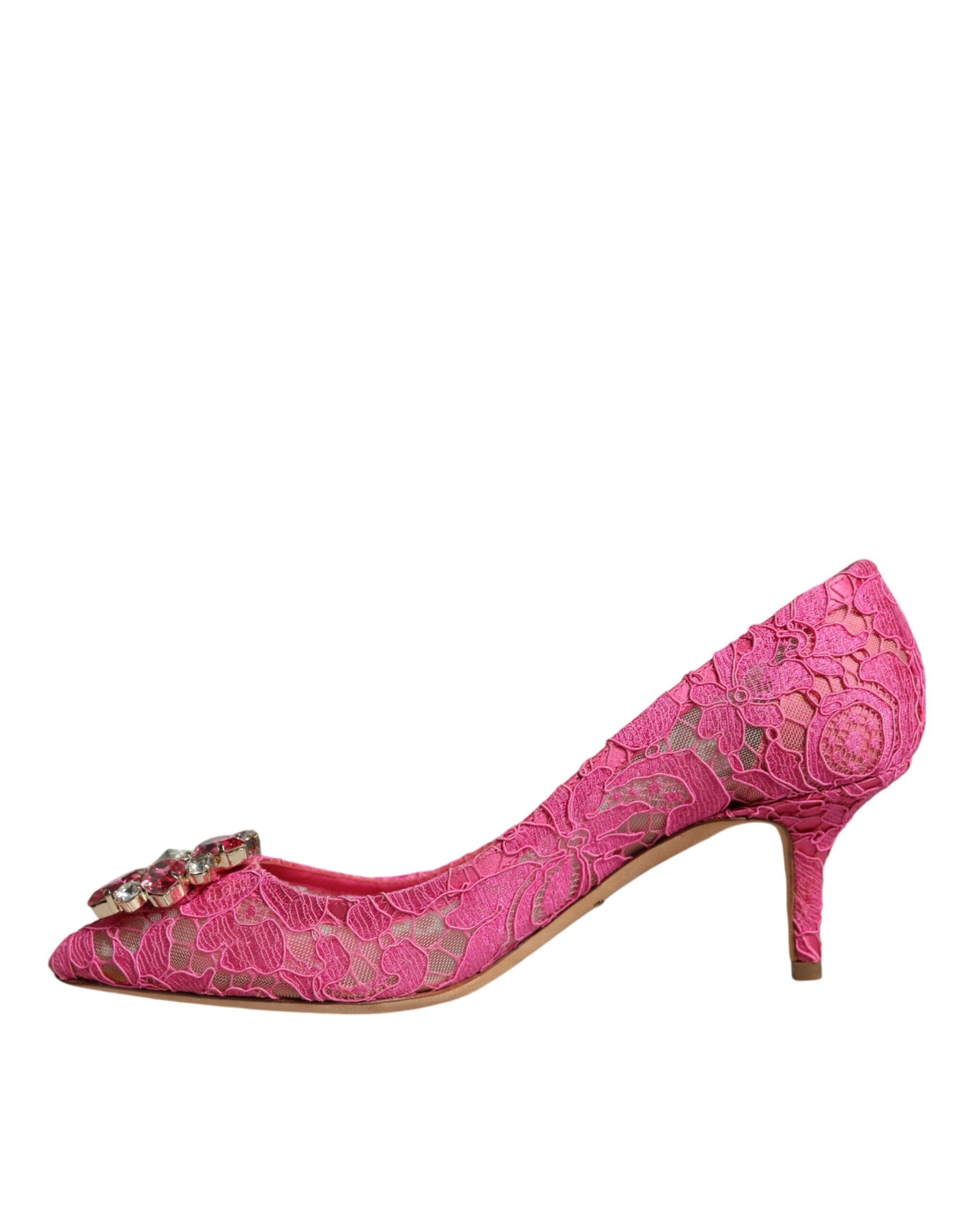 Dolce & Gabbana Pink Taormina Lace Crystal Heels Pumps Shoes