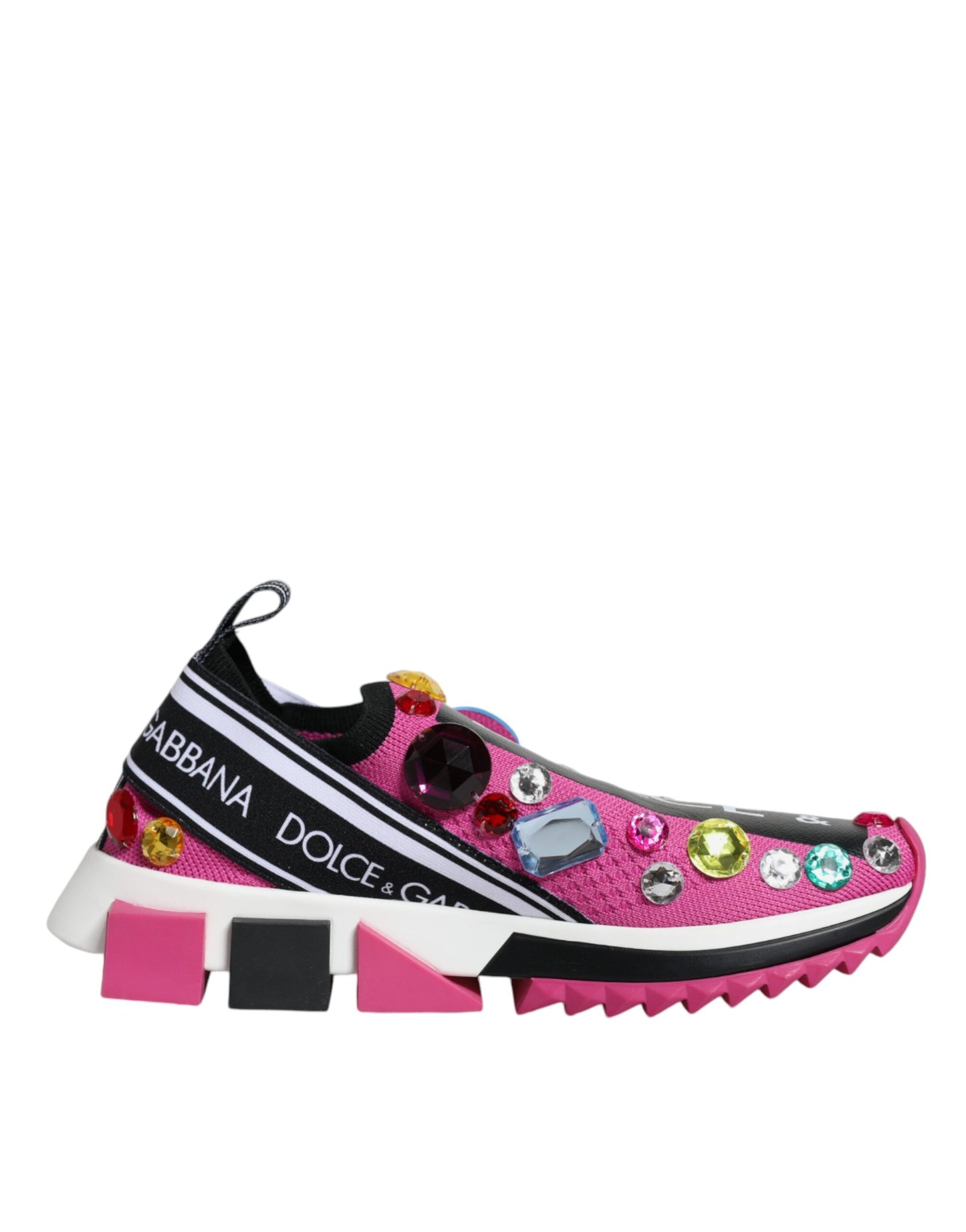 Dolce & Gabbana Pink Sorrento Crystals Low Top Sneakers Shoes