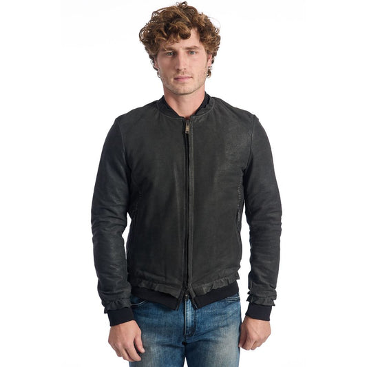 Roberto Pepe Luxury Gray Leather DI Lambskin Jacket