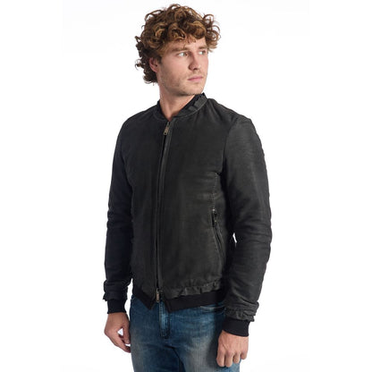 Roberto Pepe Luxury Gray Leather DI Lambskin Jacket