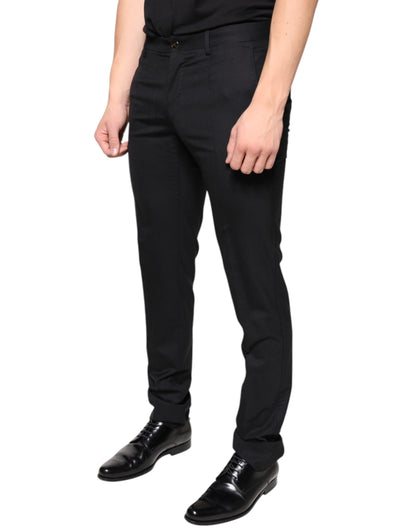 Dolce & Gabbana Black Wool Skinny Men Dress Pants