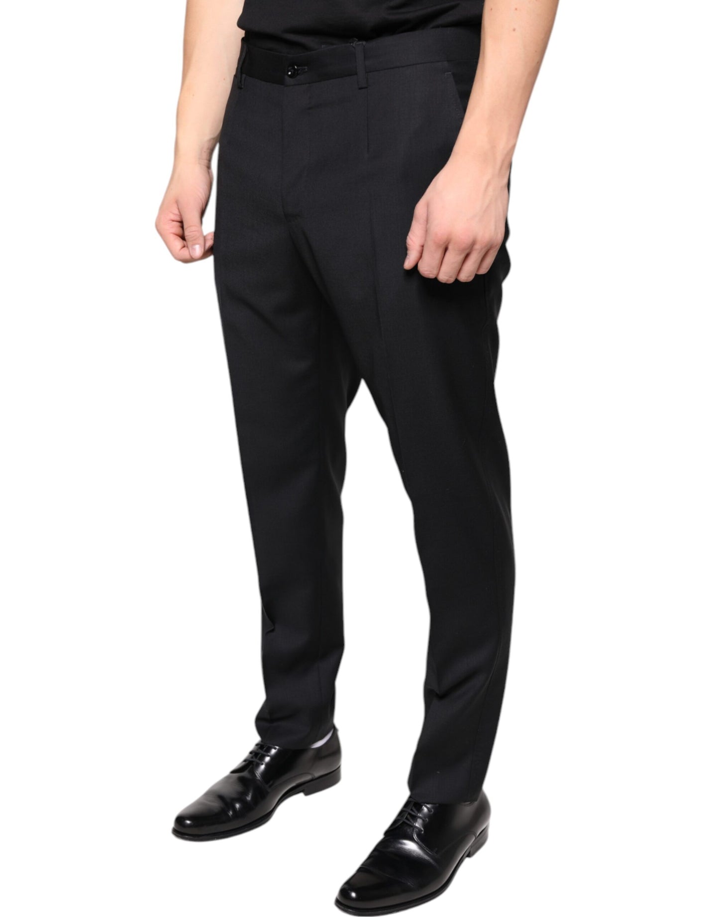 Dolce & Gabbana Black Wool Skinny Men Dress Pants