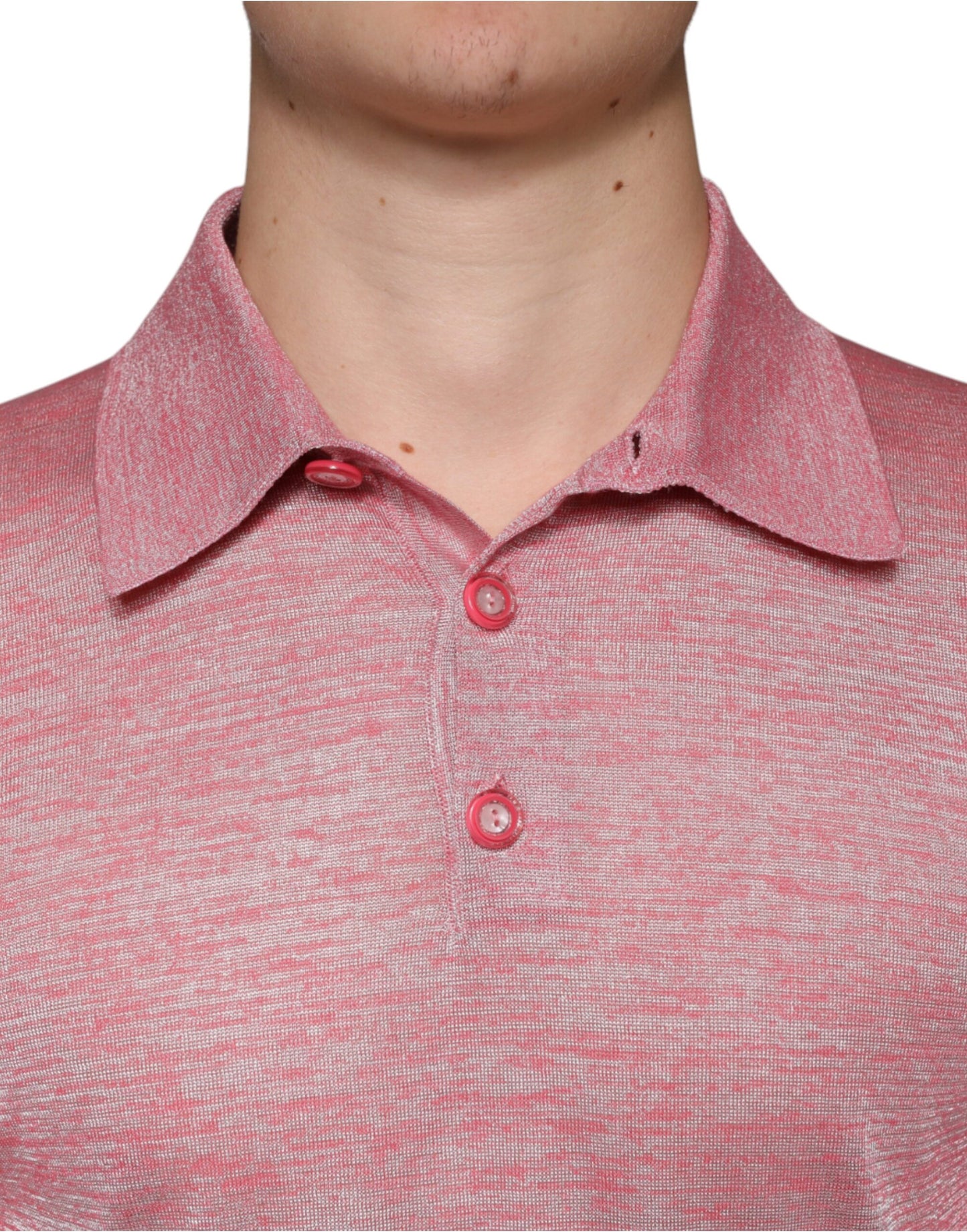 Dolce & Gabbana Pink Polyester Long Sleeve Men Polo T-shirt