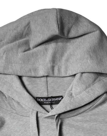 Dolce & Gabbana Gray Cotton Logo Hooded Sweatshirt Sweater