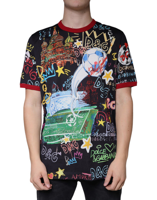 Dolce &amp; Gabbana T-shirt girocollo in cotone con stampa grafica multicolore