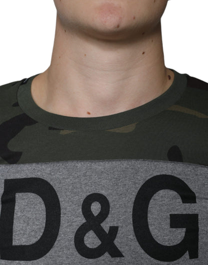 Dolce & Gabbana Multicolor Camouflage Cotton Crew Neck T-shirt