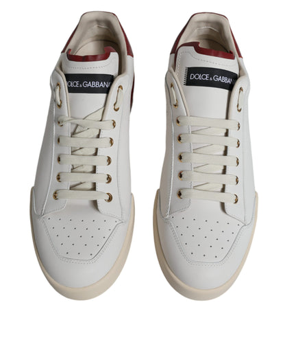 Dolce & Gabbana White Red Perforated Low Top Sneakers Shoes